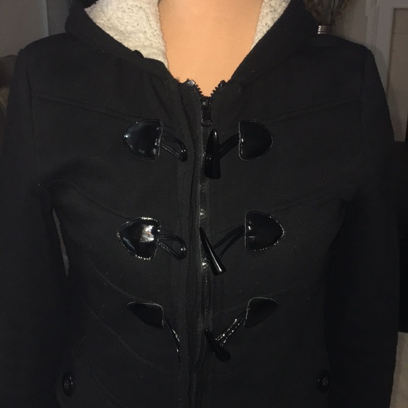 Me Jane Black Hooded Toggle Button Peacoat S - Picture 4 of 16